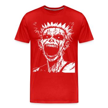 Horror-Fan-Schädel mit Mohawk Crazy Punkrocker Wortspiel - Männer Premium Bio T-Shirt - Rot - Vorne - Damien (186cm)