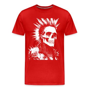 Anarchy Fan Skull mit Mohawk Crazy Antisocial Pu - Männer Premium Bio T-Shirt - Rot - Vorne - Damien (186cm)