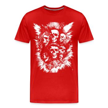 Punkrock Fan Skull mit Mohawk Crazy Antisocial P - Männer Premium Bio T-Shirt - Rot - Vorne - Damien (186cm)