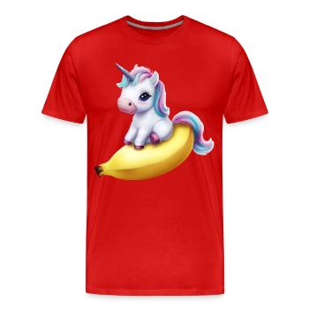Einhorn auf Banane - Männer Premium Bio T-Shirt - Rot - Vorne - Damien (186cm)