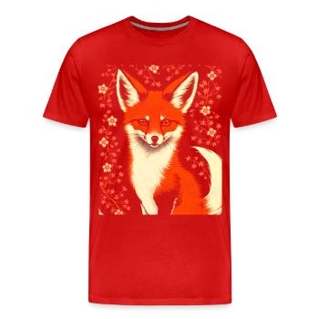 Füchse Japanische Kirschblütenblume Kitsune Fuchs - Männer Premium Bio T-Shirt - Rot - Vorne - Damien (186cm)