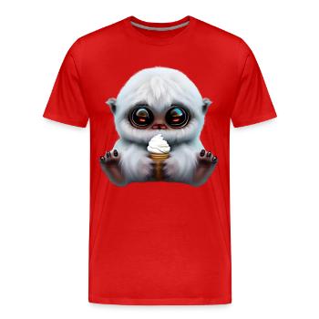 Yeti mit Softeis - Männer Premium Bio T-Shirt - Rot - Vorne - Damien (186cm)