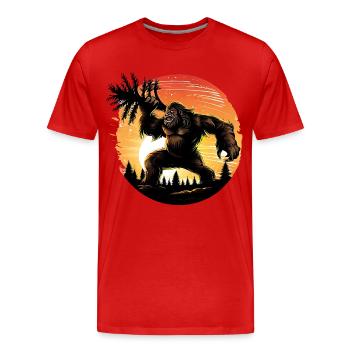Bigfoot en colère - T-shirt bio Premium Homme - rouge - Devant - Damien (186cm)