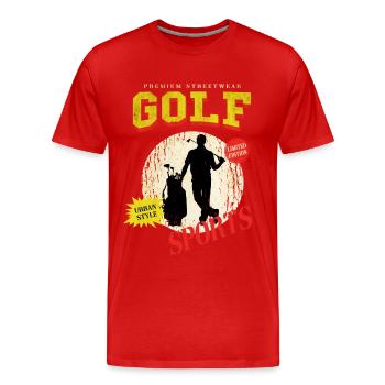 Golf Golf Golfer Sport Hobby Club Vintage - Men's Premium Organic T-Shirt - red - Front - Damien (186cm)