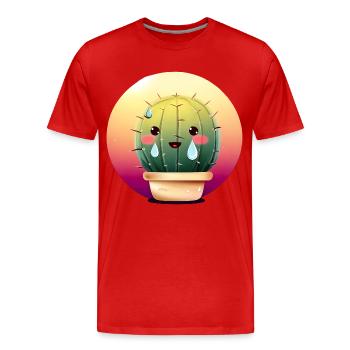 Transpiration du cactus au coucher du soleil - T-shirt bio Premium Homme - rouge - Devant - Damien (186cm)