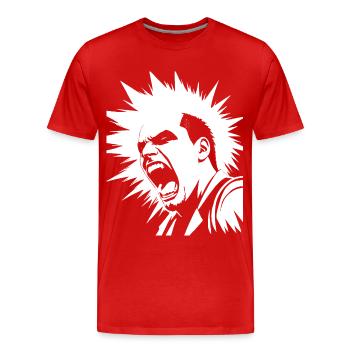 Schreiender Punkrocker mit Mohican Anarchy Punk - Männer Premium Bio T-Shirt - Rot - Vorne - Damien (186cm)