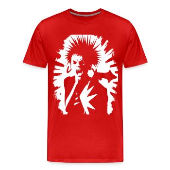 Schreiender Punkrocker mit Mohican Anarchy Punk - Männer Premium Bio T-Shirt - Rot - Vorne - Damien (186cm)