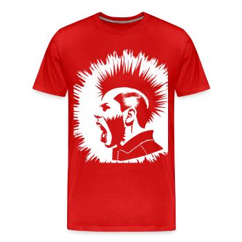 Schreiender Punkrocker mit Mohican Anarchy Punk - Männer Premium Bio T-Shirt - Rot - Vorne - Damien (186cm)