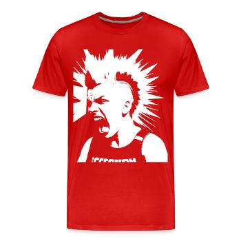 Schreiender Punkrocker mit Mohican Anarchy Punk - Männer Premium Bio T-Shirt - Rot - Vorne - Damien (186cm)