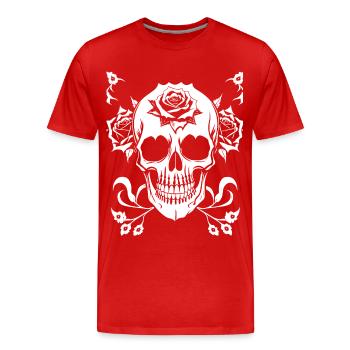Horror Skull Skull Art Skull Gothic Heavy Metal - Men's Premium Organic T-Shirt - red - Front - Damien (186cm)