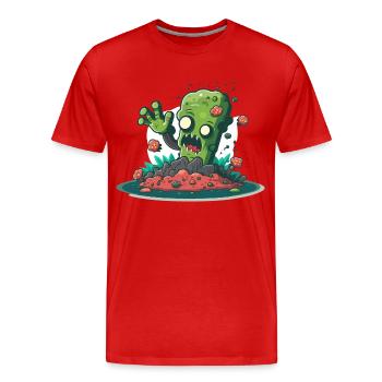 L’ascension des zombies - T-shirt bio Premium Homme - rouge - Devant - Damien (186cm)