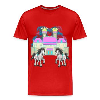 Castle Fairy Tale Knight Horse King Middle Ages - Men's Premium Organic T-Shirt - red - Front - Damien (186cm)