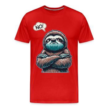 NON! Paresseux, Fatigué, Somnolent, Sieste, Paresse - T-shirt bio Premium Homme - rouge - Devant - Damien (186cm)