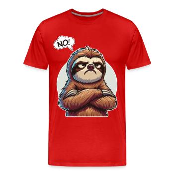 NON! Paresseux, Fatigué, Somnolent, Sieste, Paresse - T-shirt bio Premium Homme - rouge - Devant - Damien (186cm)