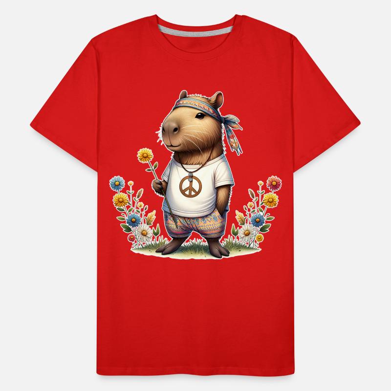 Capybara Hippie Peace Männer Premium Bio T-Shirt