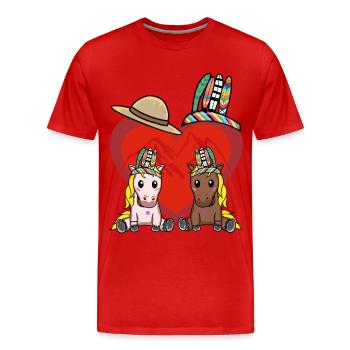 Wilder Westen Pferd Pferde Herz Amerika USA Berge - Männer Premium Bio T-Shirt - Rot - Vorne - Damien (186cm)