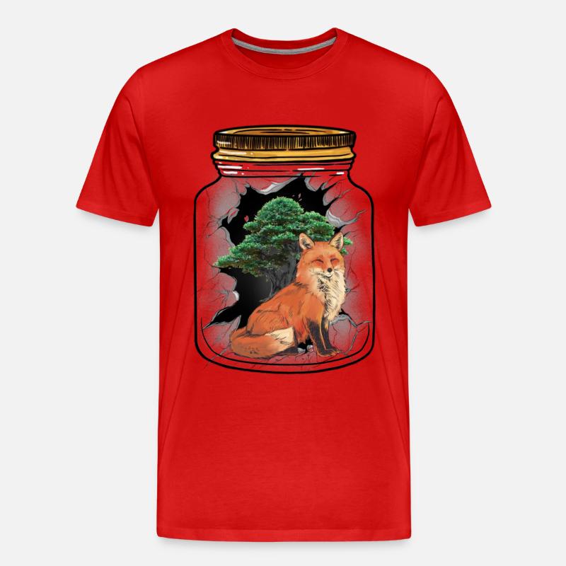 Fuchs Füchse Waldbewohner Baum - Männer Premium Bio T-Shirt - Rot