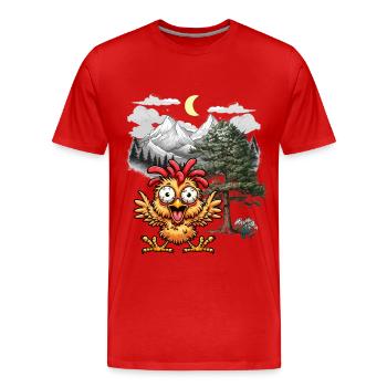 Crazy Chicken Poulets Poule Wild West Nature - T-shirt bio Premium Homme - rouge - Devant - Damien (186cm)
