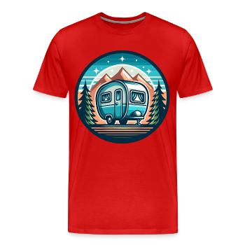Caravane de camping - T-shirt bio Premium Homme - rouge - Devant - Damien (186cm)