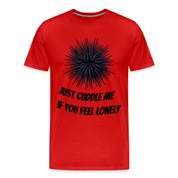 Drôle d’oursin Drôle Créature de la mer disant solitaire - T-shirt bio Premium Homme - rouge - Devant - Damien (186cm)