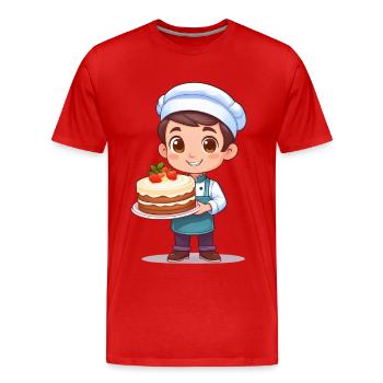 Pastry chef with cake - Men's Premium Organic T-Shirt - red - Front - Damien (186cm)