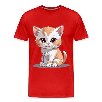Kätzchen Katze Katzen Hauskatze Miau - Männer Premium Bio T-Shirt - Rot - Vorne - Damien (186cm)