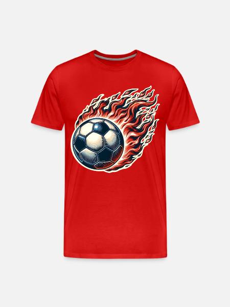 Soccer Flames Ball - Men's Premium Organic T-Shirt - red