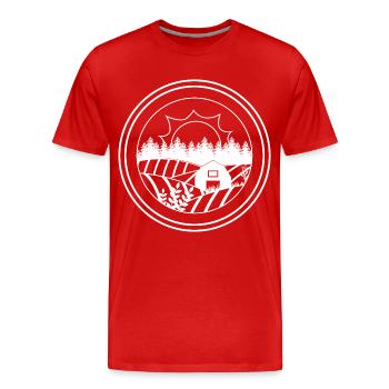 Farm Farmer - Men's Premium Organic T-Shirt - red - Front - Damien (186cm)