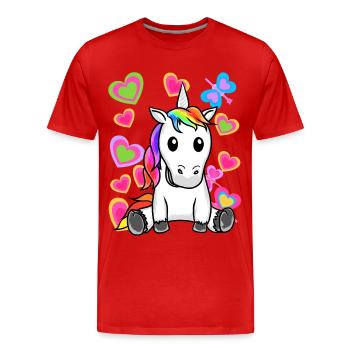 Licorne Licornes Enfants Enfant - T-shirt bio Premium Homme - rouge - Devant - Damien (186cm)