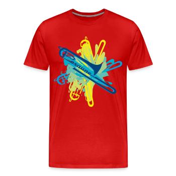 Posaune colorsplash blues - Männer Premium Bio T-Shirt - Rot - Vorne - Damien (186cm)