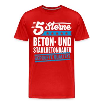 5Sterne Beton- und Stahlbetonbauer - Männer Premium Bio T-Shirt - Rot - Vorne - Damien (186cm)