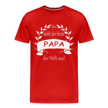 So sieht der beste Papa der Welt aus - Männer Premium Bio T-Shirt - Rot - Vorne - Damien (186cm)