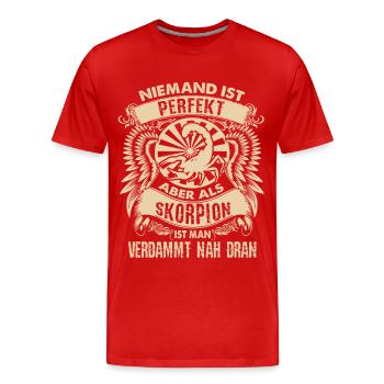 Signe du zodiaque Scorpion - est parfait - DE - T-shirt bio Premium Homme - rouge - Devant - Damien (186cm)