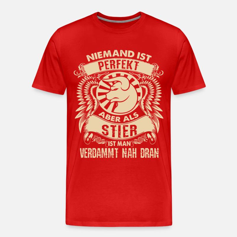 Sternzeichen Stier - ist perfekt - DE - Männer Premium Bio T-Shirt - Rot
