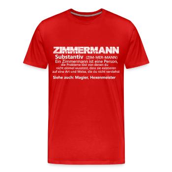 Zimmermannisteineperson substantiv - Männer Premium Bio T-Shirt - Rot - Vorne - Damien (186cm)
