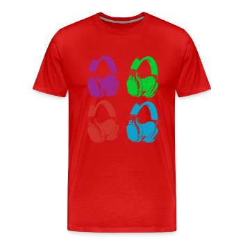 Headphone - Men's Premium Organic T-Shirt - red - Front - Damien (186cm)