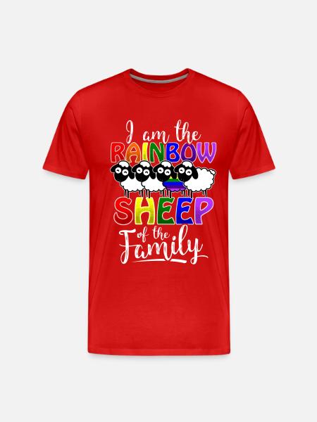 Rainbow Sheep - Gay Pride - Men's Premium Organic T-Shirt - red