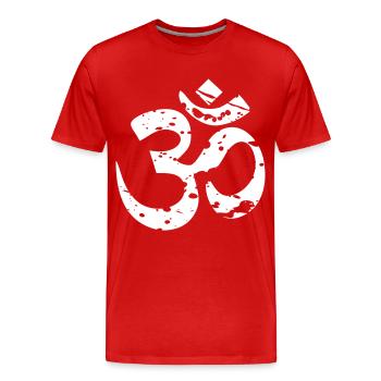 OM - Männer Premium Bio T-Shirt - Rot - Vorne - Damien (186cm)