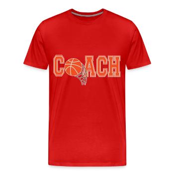 Basket-ball - Coach - T-shirt bio Premium Homme - rouge - Devant - Damien (186cm)
