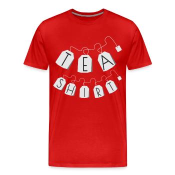 Tea Shirt - Weiß/White - Schnur/String - Männer Premium Bio T-Shirt - Rot - Vorne - Damien (186cm)