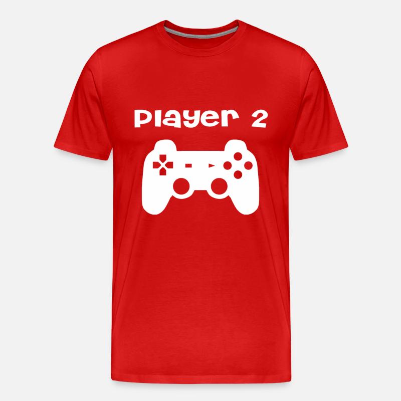 Player 2 - Männer Premium Bio T-Shirt - Rot