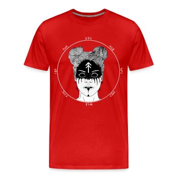 Mia - Men's Premium Organic T-Shirt - red - Front - Damien (186cm)