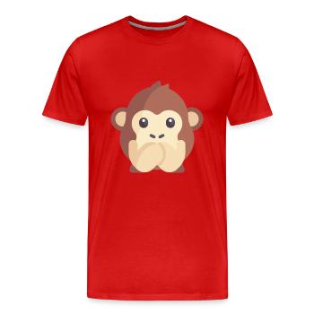 émoticône de singe mignon - T-shirt bio Premium Homme - rouge - Devant - Damien (186cm)