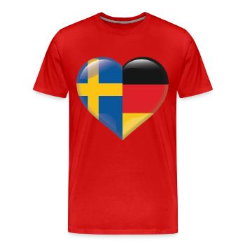 Coeur Drapeau Suède Allemagne Cadeau allemand - T-shirt bio Premium Homme - rouge - Devant - Damien (186cm)
