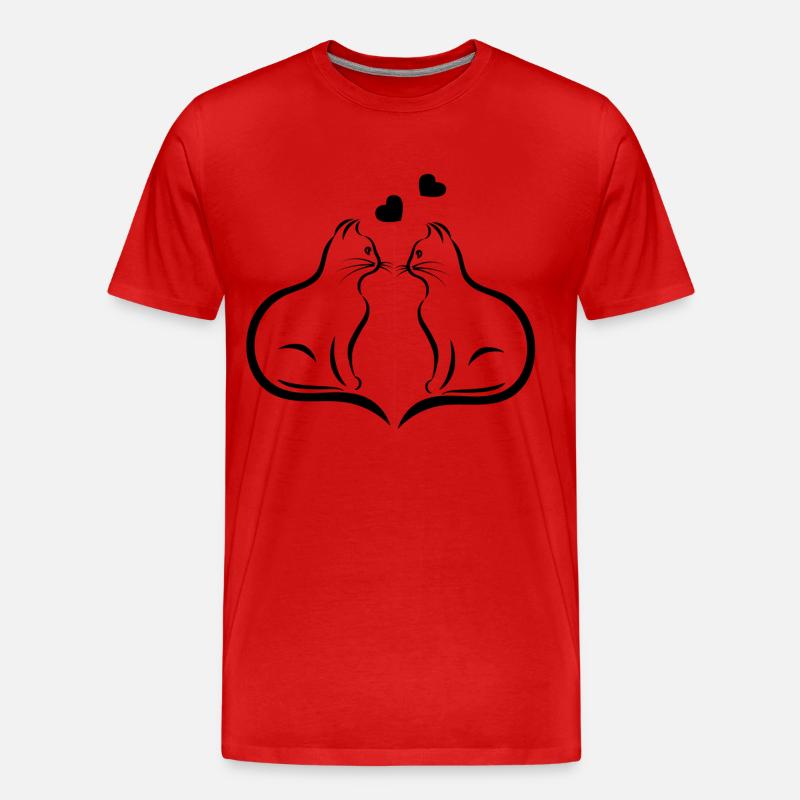 Zwei Katzen - Männer Premium Bio T-Shirt - Rot