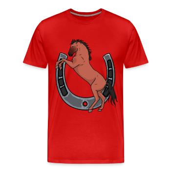 Horse Horseshoe Horse Rider Ross Gaul - Men's Premium Organic T-Shirt - red - Front - Damien (186cm)