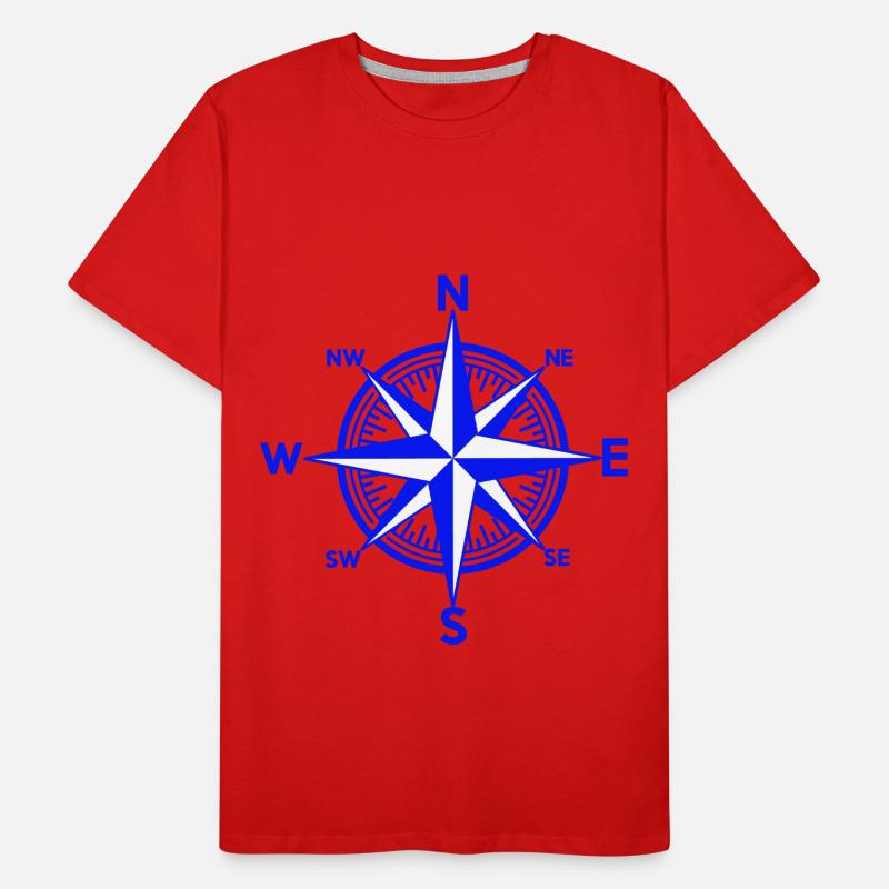 Nautik Windrose Seefahrt Schiff Navigation Maritim Männer Premium Bio T-Shirt