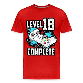 Niveau 18 Complete Dix-huit ans 18 ans - T-shirt bio Premium Homme - rouge - Devant - Damien (186cm)