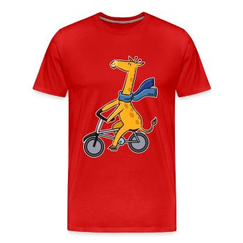 Giraffe Long Neck Bicycle Animal Tour Kids Gift - Men's Premium Organic T-Shirt - red - Front - Damien (186cm)