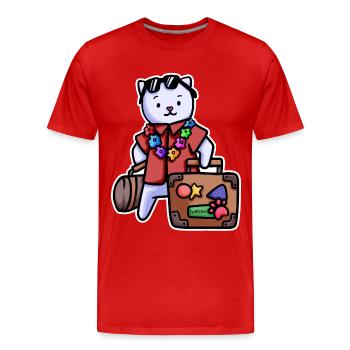 Katze Urlaub Koffer Flughafen Kinder Miau Geschenk - Männer Premium Bio T-Shirt - Rot - Vorne - Damien (186cm)